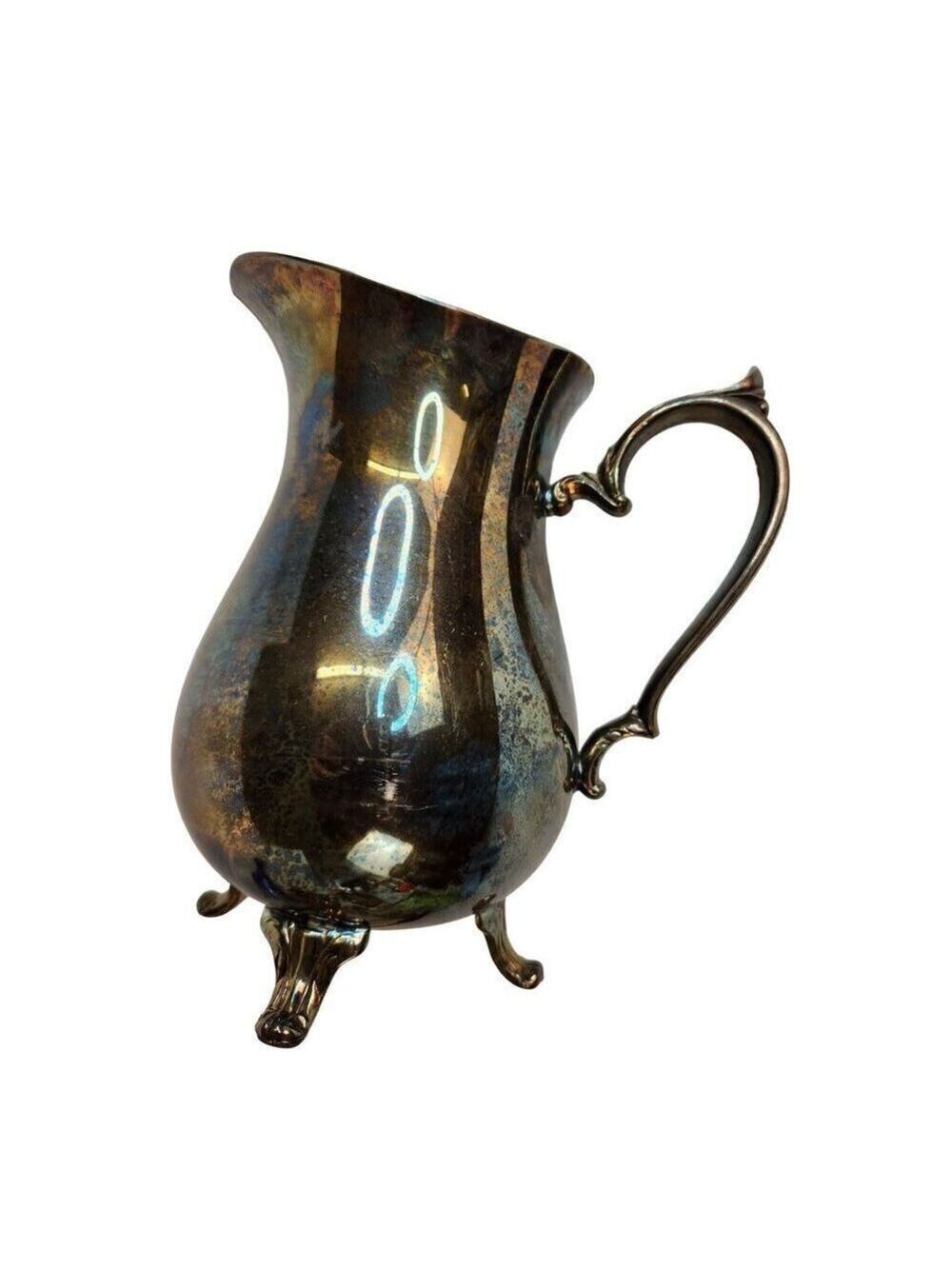 VINTAGE INTERNATIONAL SILVER  Co. water pitcher with ice lip 9" tall x 5 " openi